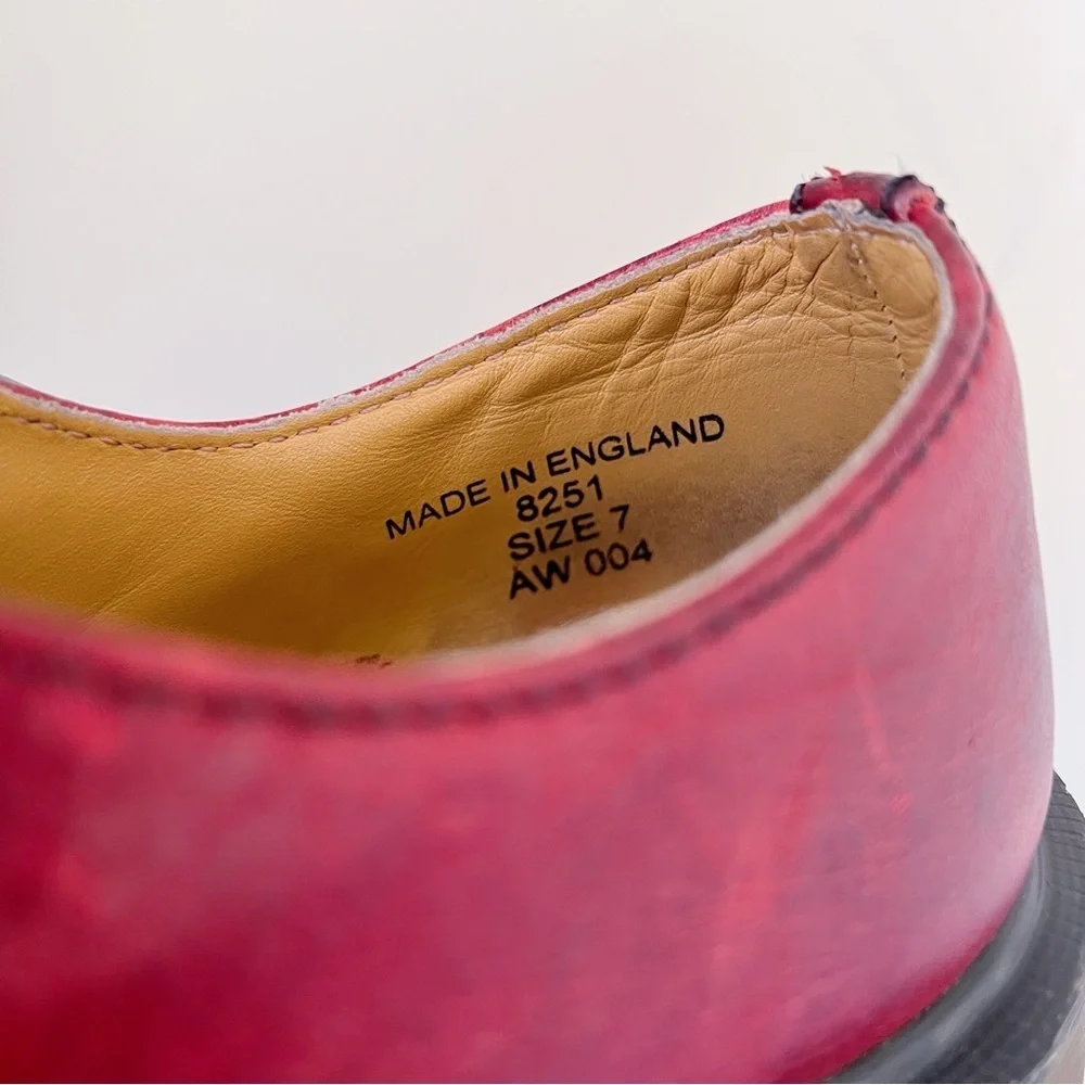 Dr Martens • vintage 8251 t-strap mary janes cutout sandals red leather England - Picture 5 of 10